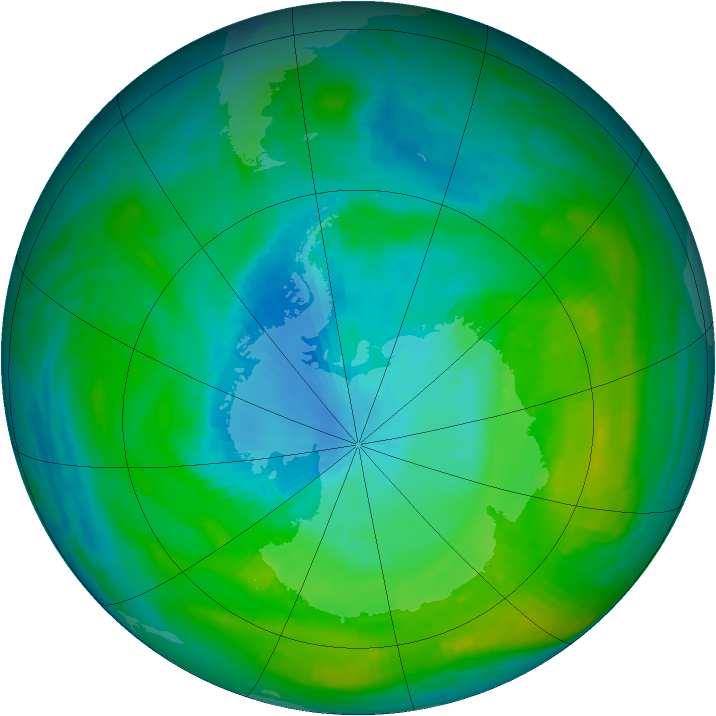 Antarctic ozone map for 03 February 1982